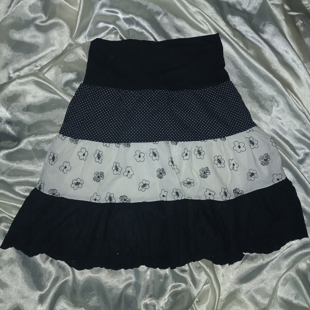 Black & White Coquette Fairy Fairycore Whimsygoth Twee Aesthetic Peasent Skirt